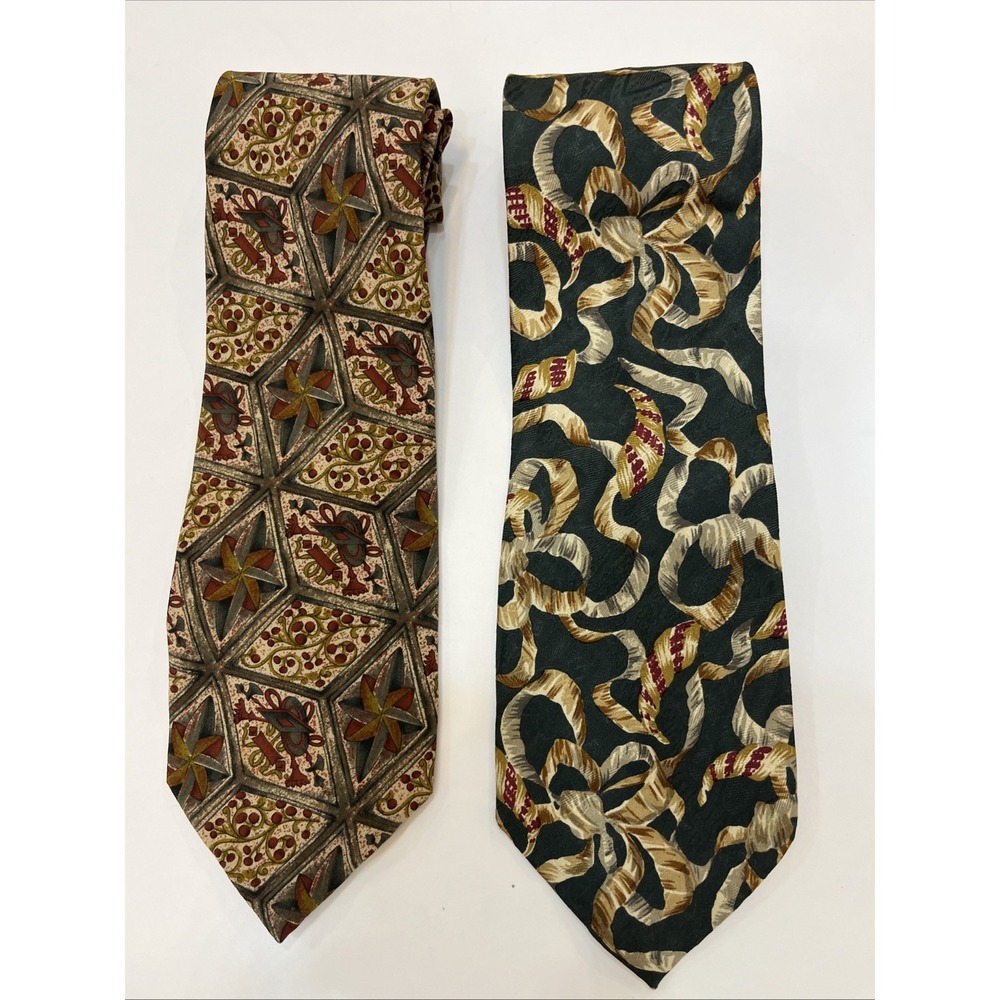 VALENTINO Cravatte Men's Silk Necktie ITALY Set‎ Of Two